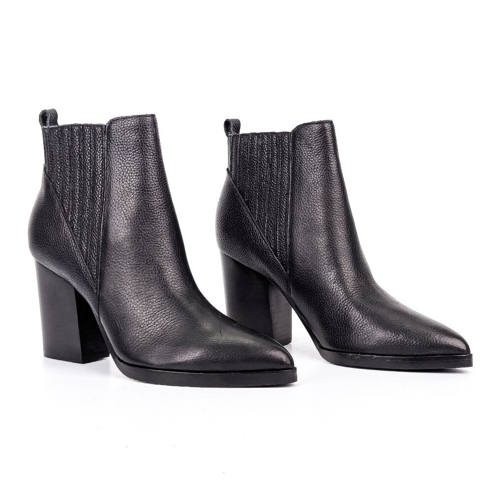 Marc Fisher Women Alva Black Leather Western Ankle Boots sz 7